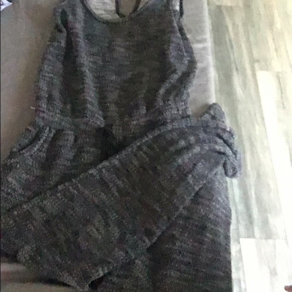 A grey jumpsuit